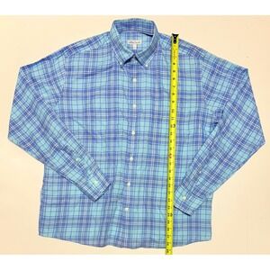 Peter Millar Mens Large Plaid Button Down Shirt Blue Casual Long Sleeve